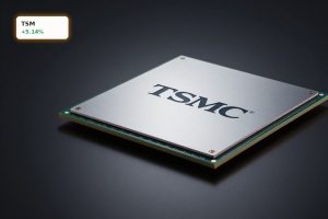 TSMC AI Boom highlighted by ultra-realistic close-up of advanced AI chip wafers