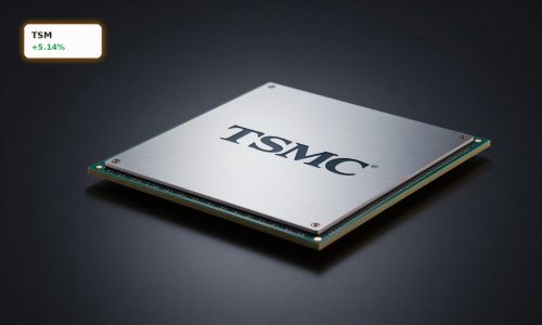 TSMC AI Boom highlighted by ultra-realistic close-up of advanced AI chip wafers