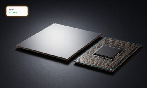 TSMC AI Demand highlighted by advanced AI chip wafer and packaging in a premium semiconductor product scene