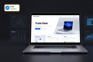 The Trade Desk Forecast visualized with AI-driven ad platform on laptop amid cooling growth signals