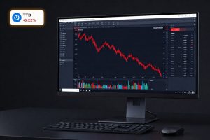 The Trade Desk Publicis audit fears reflected in a dramatic TTD stock downturn on a trading screen