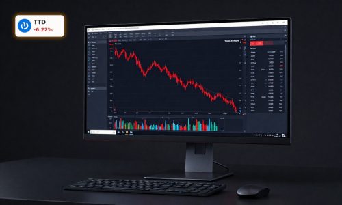 The Trade Desk Publicis audit fears reflected in a dramatic TTD stock downturn on a trading screen