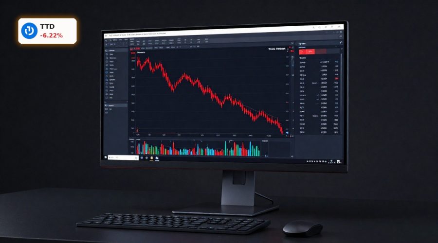 The Trade Desk Publicis audit fears reflected in a dramatic TTD stock downturn on a trading screen