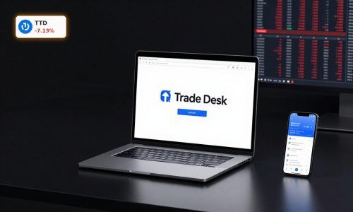 Trade Desk Downgrade reflected by red stock indicators beside premium ad-tech devices