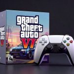 Take-Two GTA VI Launch themed game packaging and controller on dark cinematic background