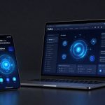 Twilio Earnings optimism reflected by premium Twilio app interface with AI data visuals on devices