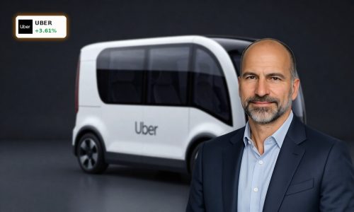 Uber Robotaxi Strategy highlighted by a sleek autonomous ride-hailing vehicle under cinematic lighting