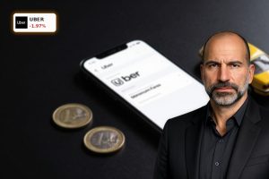 Uber Minimum Fares concept with phone app, euro coins and Munich taxi model