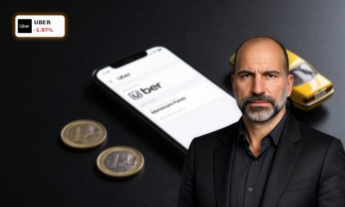 Uber Minimum Fares concept with phone app, euro coins and Munich taxi model