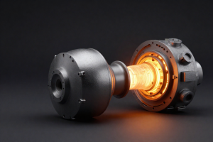 Uranium fuel pellet in front of nuclear reactor core symbolizing Stock market focus