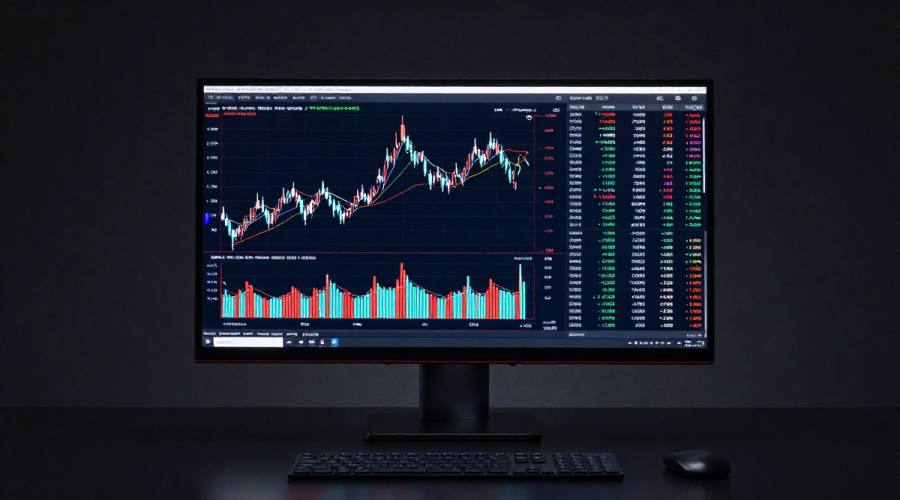 Premium trading desk with stock charts on screen reflecting central bank risk