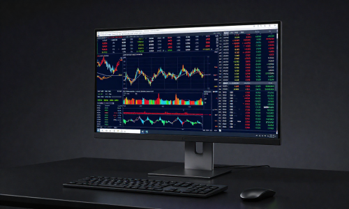 Premium trading desk with market screen highlighting Stock valuation and Fed risk theme