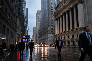 Wall Street financial district at dusk reflecting rising Stock market risk