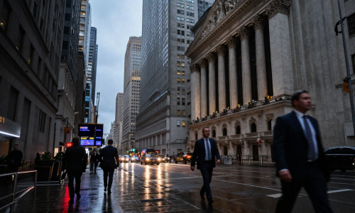 Wall Street financial district at dusk reflecting rising Stock market risk