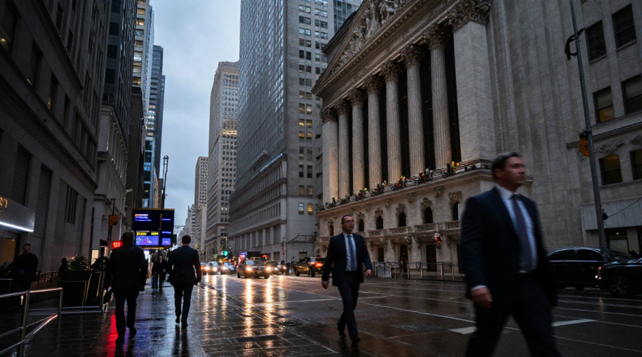 Wall Street financial district at dusk reflecting rising Stock market risk