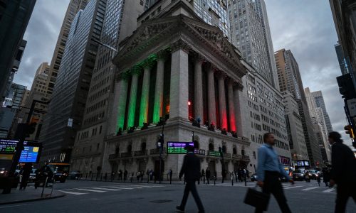 Wall Street financial district at dusk reflecting choppy Stock market sentiment
