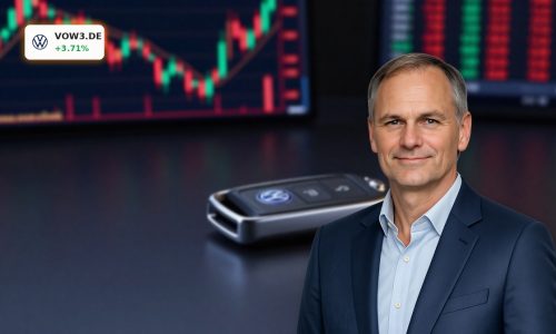 Volkswagen car key on trading desk symbolizing weak Volkswagen Earnings and stock volatility