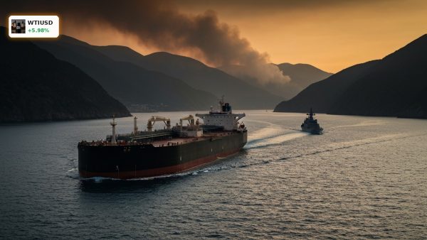 WTI Crude Oil Geopolitics oil tanker in strait