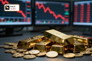 Gold Market Analysis showing dramatic plunge in bullion prices amid risk-off trading