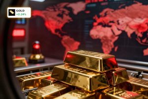 Gold Safe-Haven rally with gold bars in vault as bullion nears record high on geopolitical tensions