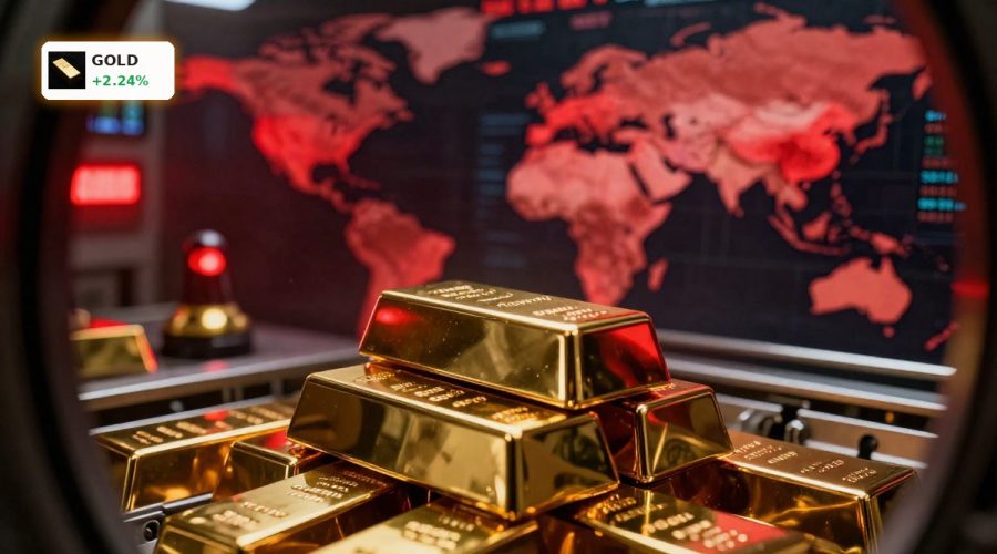 Gold Safe-Haven rally with gold bars in vault as bullion nears record high on geopolitical tensions