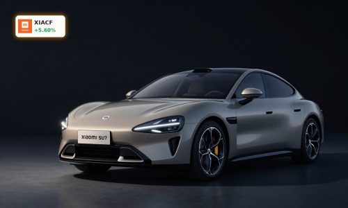 Xiaomi SU7 electric sedan in studio lighting symbolizing soaring Xiaomi EV Deliveries