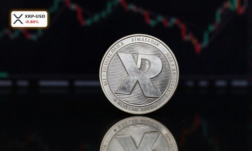 Ripple Strategy visualized with a premium XRP coin amid market volatility