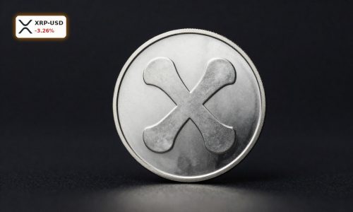 Ripple Market Analysis concept with a single XRP coin under dramatic lighting
