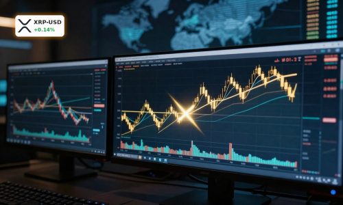 Ripple Price Outlook with XRP candlestick chart highlighting golden cross signal and support resistance levels.