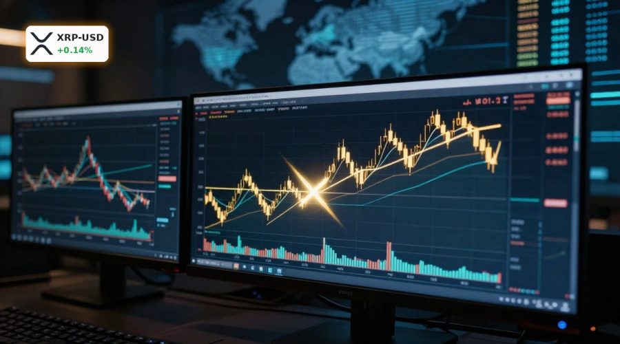 Ripple Price Outlook with XRP candlestick chart highlighting golden cross signal and support resistance levels.